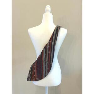 New Sash Bag Genuine Leather Reversible Striped Fabric Crossbody Bag